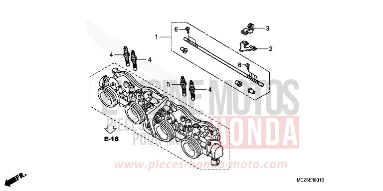CORPS DE PAPILLON (PIECES CONSTITUTIVES) de Hornet 900 CANDY TAHITIAN BLUE (PB215) de 2002
